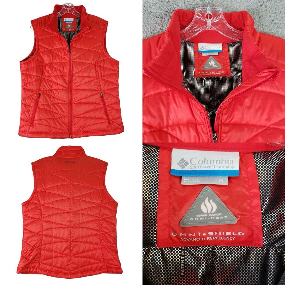 Columbia Quilted Puffer Vest Full Zip Omni Heat Red Sleeveless Women’s Size XL - Picture 1 of 8